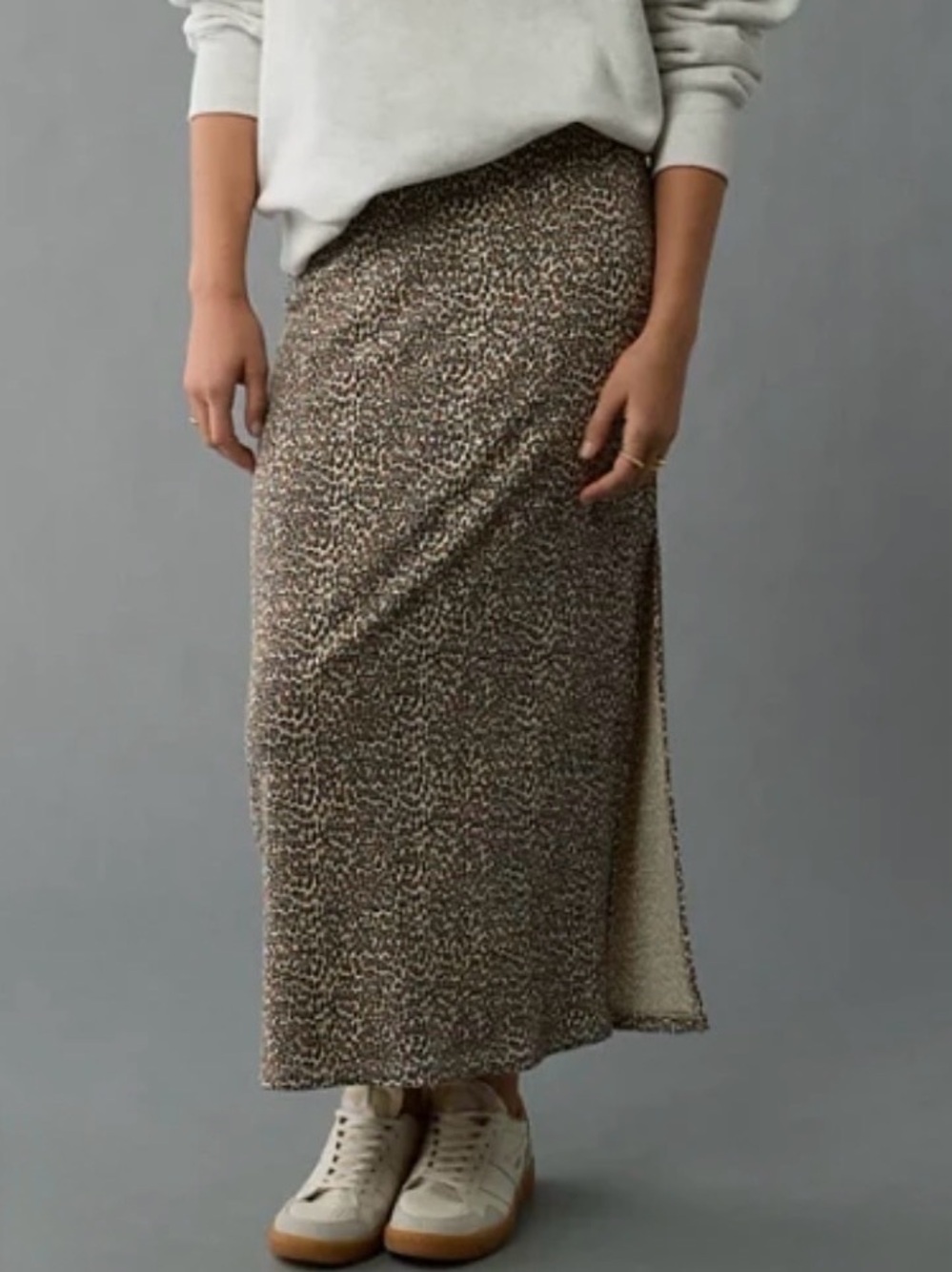 American Eagle Printed Midi Slip Skirt